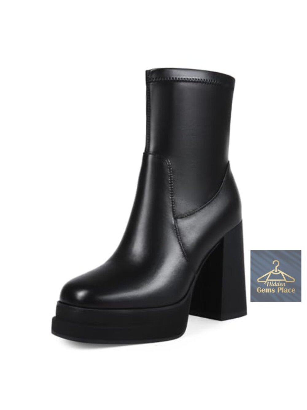 Wetviro Women's Platform Ankle Booties Faux Leather Chunky Block Heel Square